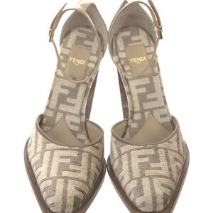 Fendi Tan and Brown Zucca Pattern Heels IT 40